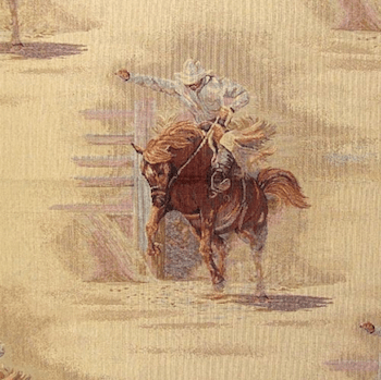 rustic cabin scene tapestry Bronco-Rider fabric product - image rustic cabin scene tapestry Bronco-Rider fabric
