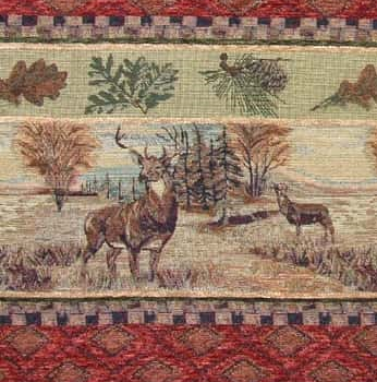 rustic cabin scene tapestry Deer-Valley-Woods fabric product - image rustic cabin scene tapestry Deer-Valley-Woods fabric