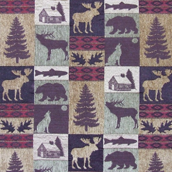 rustic cabin scene tapestry Fairbanks-Evergreen fabric product - image rustic cabin scene tapestry Fairbanks-Evergreen fabric