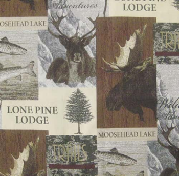 rustic cabin scene tapestry Pine-Lodge-Sand fabric product - image rustic cabin scene tapestry Pine-Lodge-Sand fabric